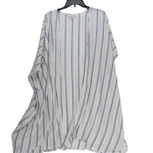 Jenni Intimates Kimono Wrap Womens OS White Coastal Stripe New NWT 100056818
